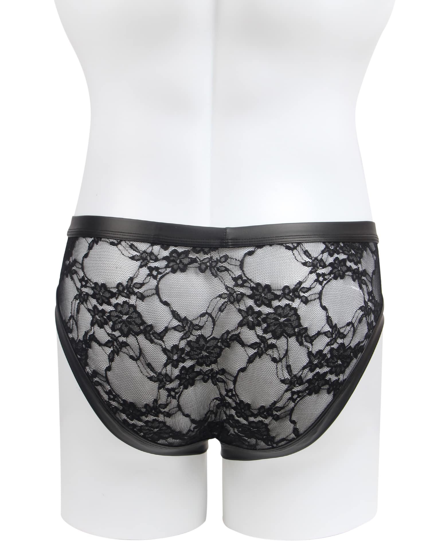Black Sexy PU Leather Lace Men Underwear - Image 8