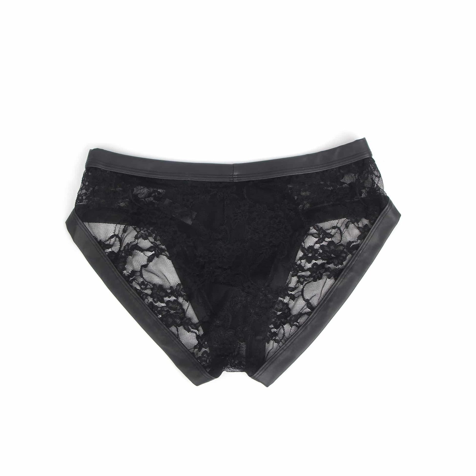 Black Sexy PU Leather Lace Men Underwear - Image 10