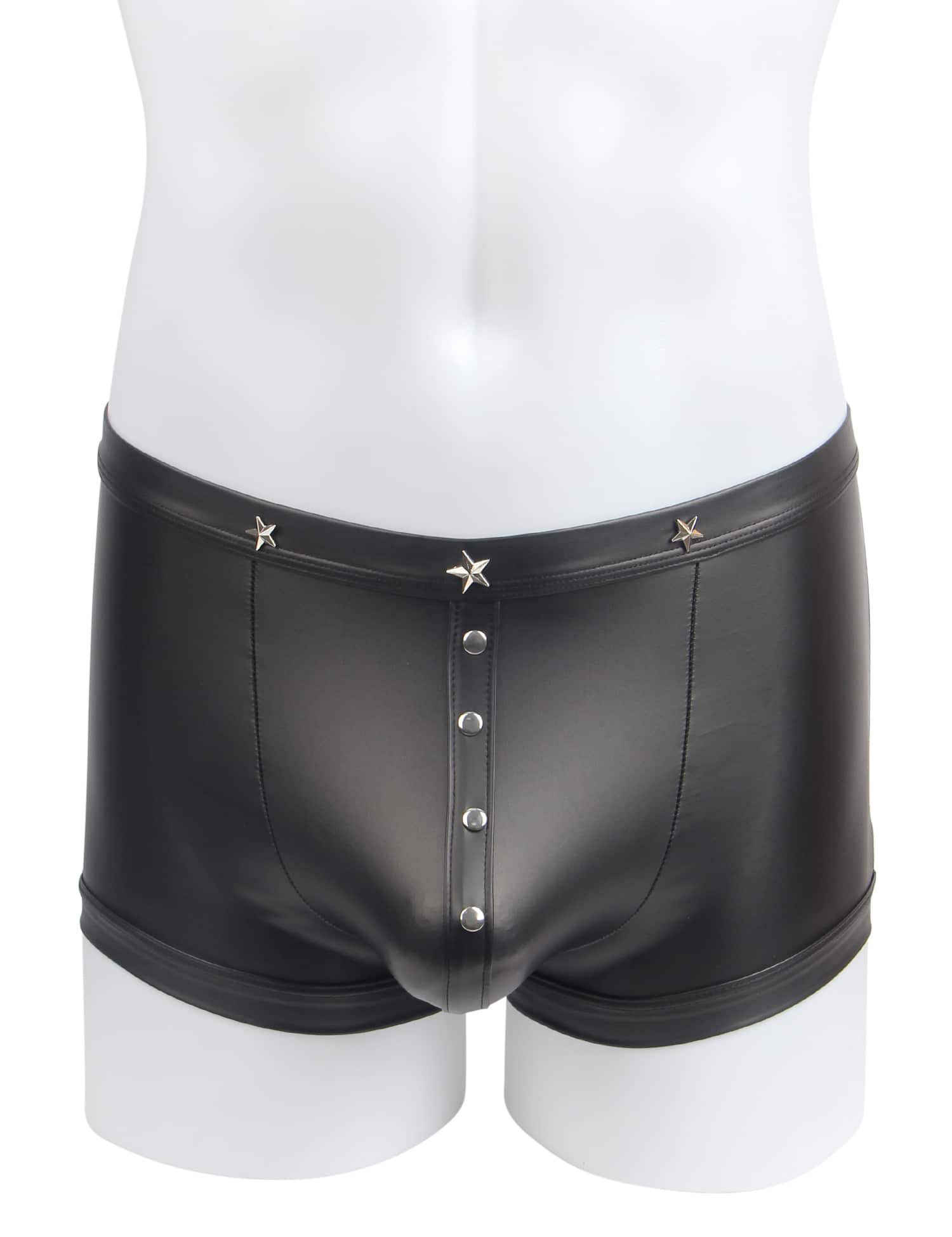 Black Sexy PU Leather Men Boxer With Rivets - Image 5