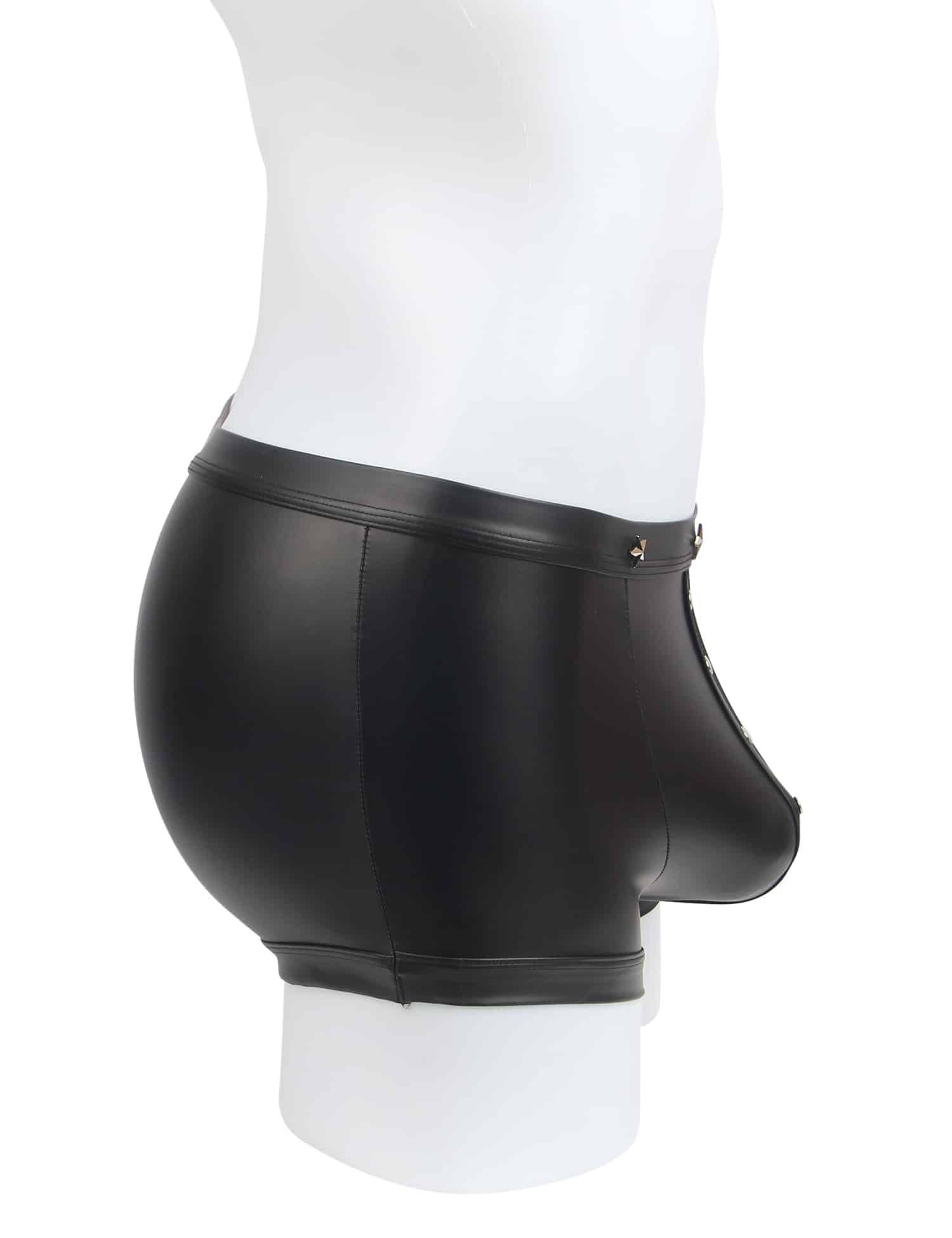 Black Sexy PU Leather Men Boxer With Rivets - Image 6