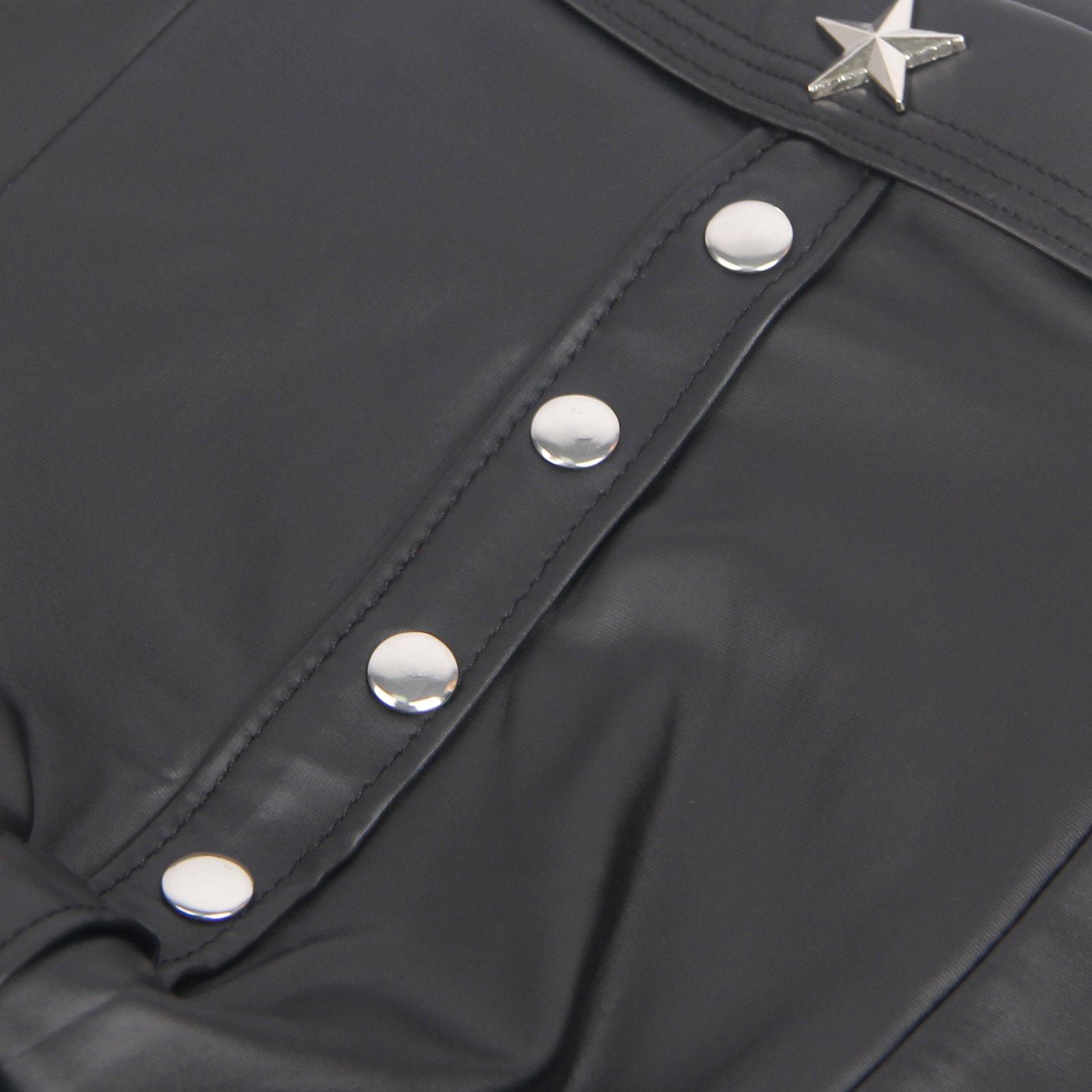 Black Sexy PU Leather Men Boxer With Rivets - Image 10