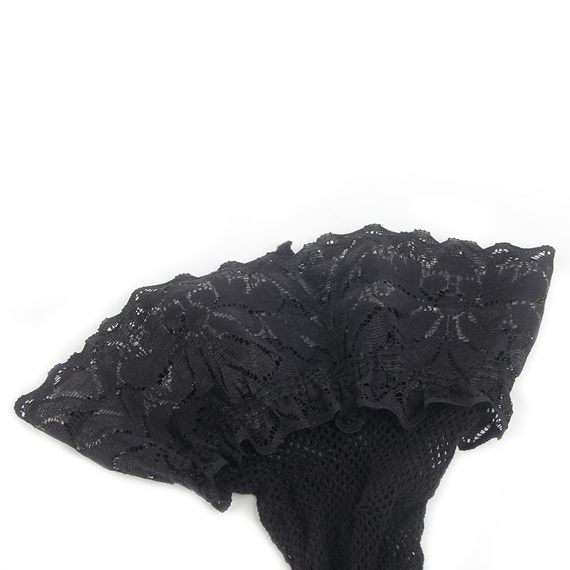 Black Fishnets Thigh High Stockings Silicone Lace Top Stay Up Sheer Hosiery - Image 13