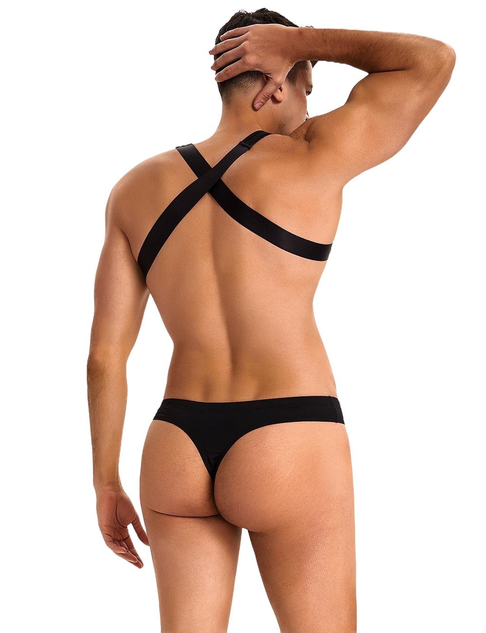 Black Ice Silk Harness Sexy Men Lingerie Set - Image 5