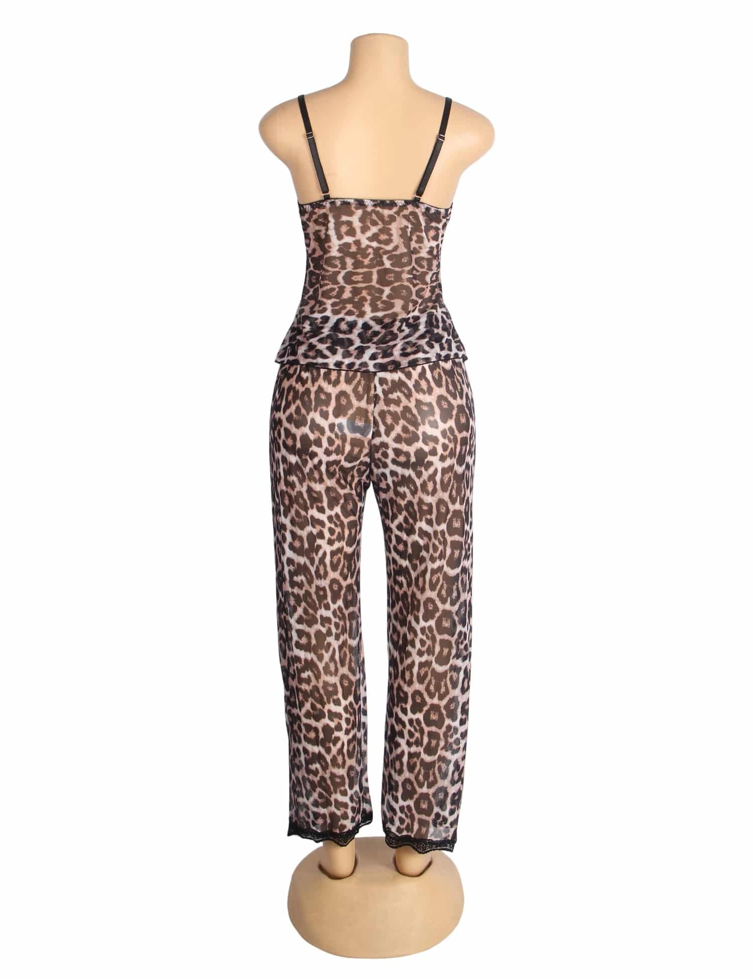 Sexy Leopard Lace Suspender Pajama Set - Image 11