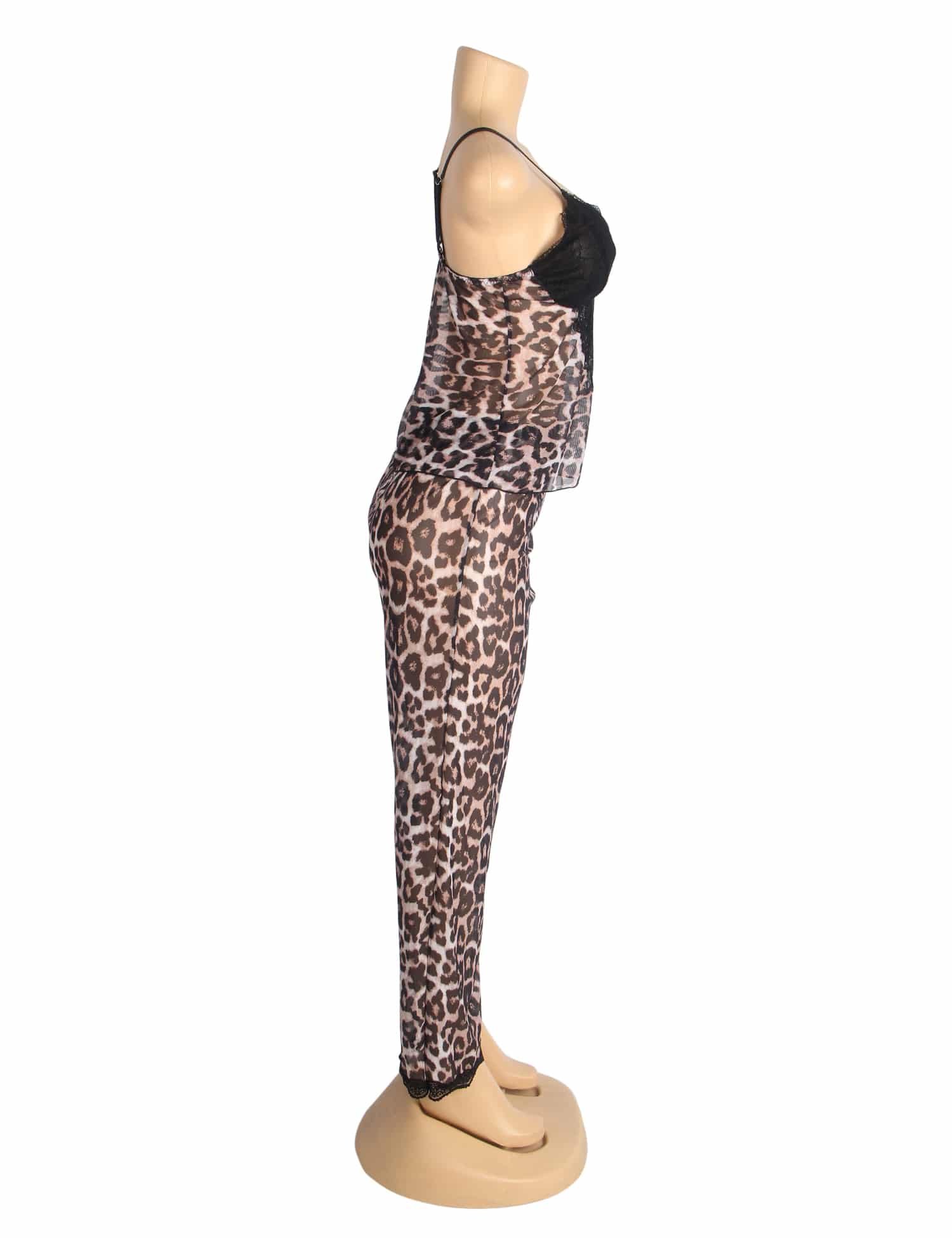 Sexy Leopard Lace Suspender Pajama Set - Image 10
