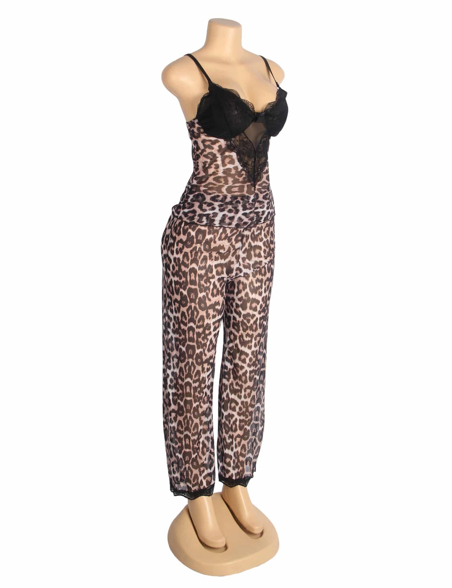 Sexy Leopard Lace Suspender Pajama Set - Image 9