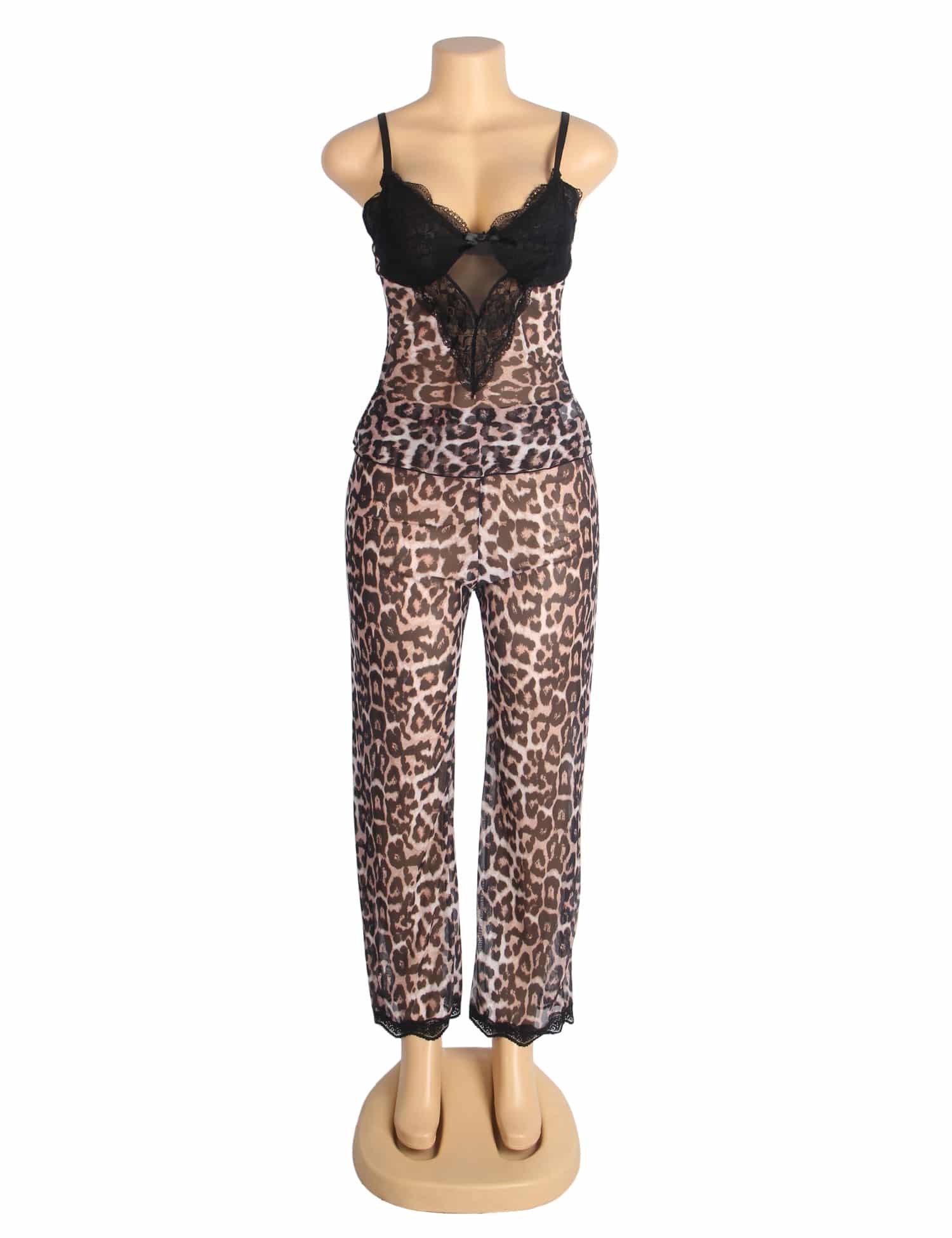 Sexy Leopard Lace Suspender Pajama Set - Image 8