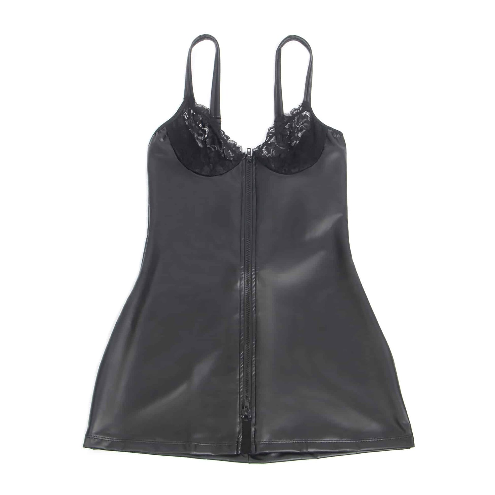 Black PU Leather Lace Zipper Sexy Lingerie - Image 12
