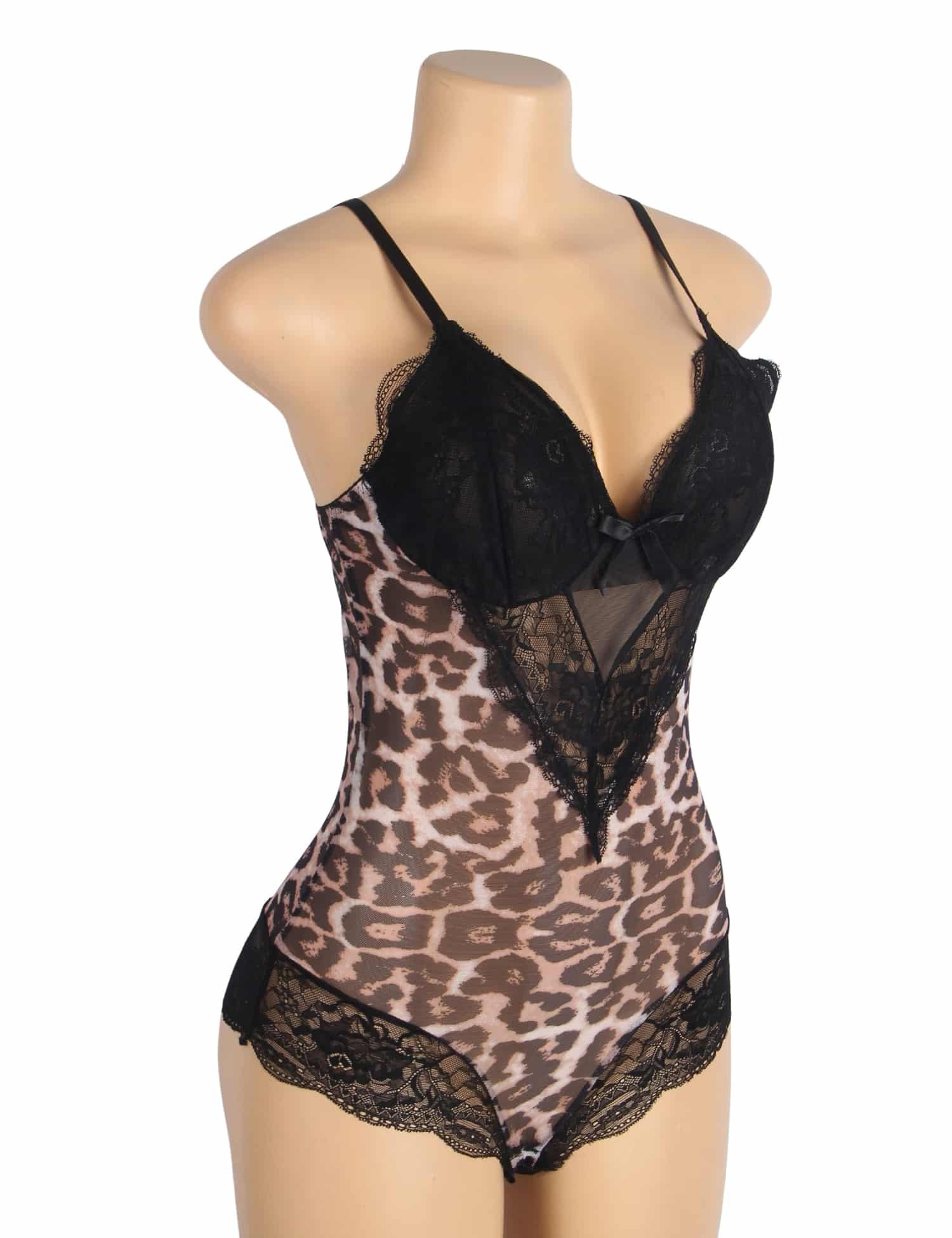 Sexy Leopard Lace Open Crotch Suspenders Nightwear - Image 6