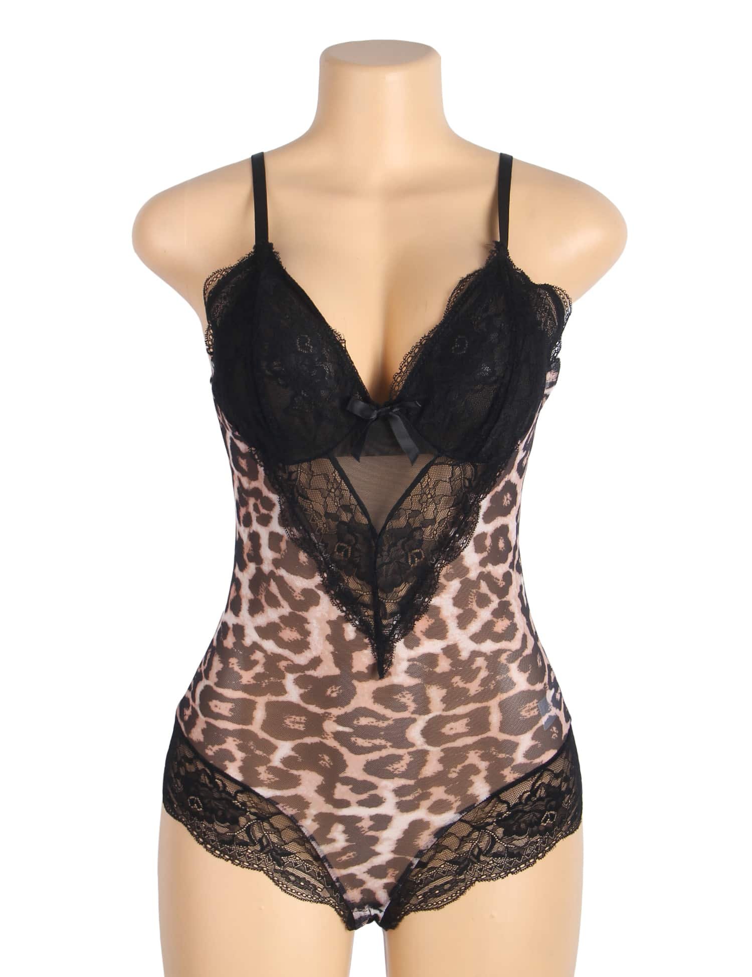 Sexy Leopard Lace Open Crotch Suspenders Nightwear - Image 5
