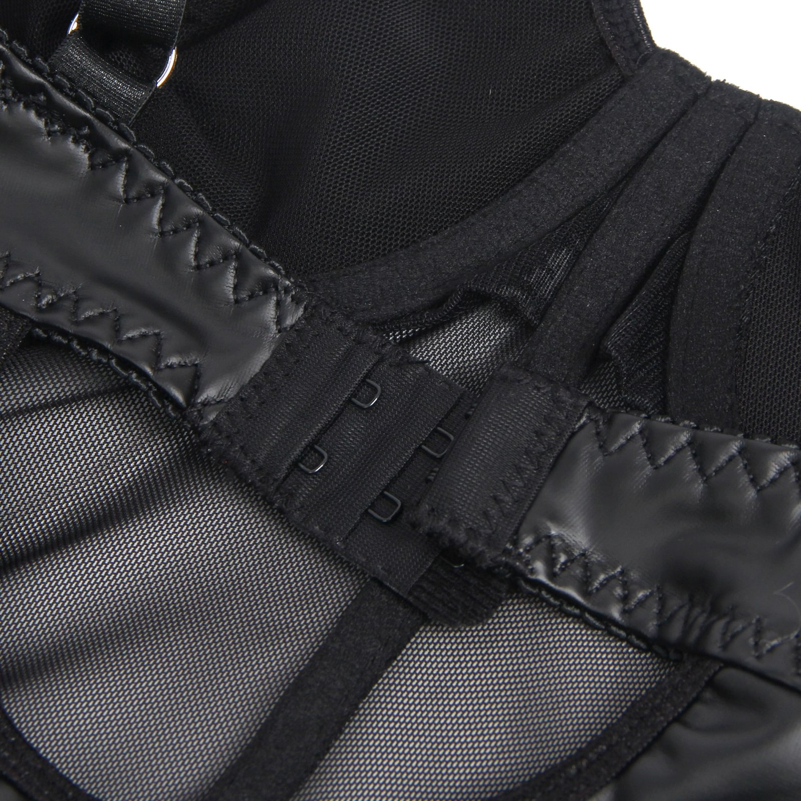 Black PU Leather Mesh Sexy Suspender Leather Nightdress - Image 16