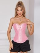 14 Pieces Plastic Bones Pink Sexy Satin Tube Top Palace Style Corset