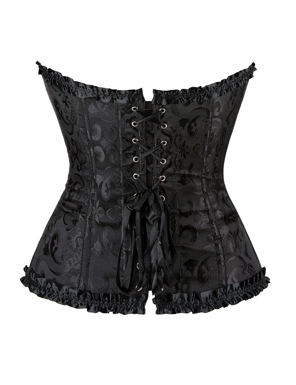 12 Pieces Plastic Bones Black Sexy Embroidered Zippered Palace Style Corset - Image 5