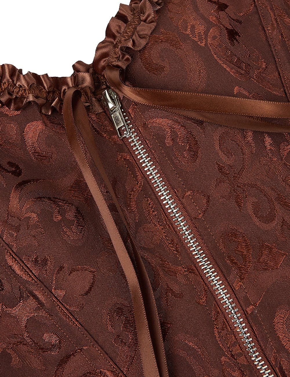 12 Pieces Plastic Bones Brown Sexy Embroidered Zippered Palace Style Corset - Image 8
