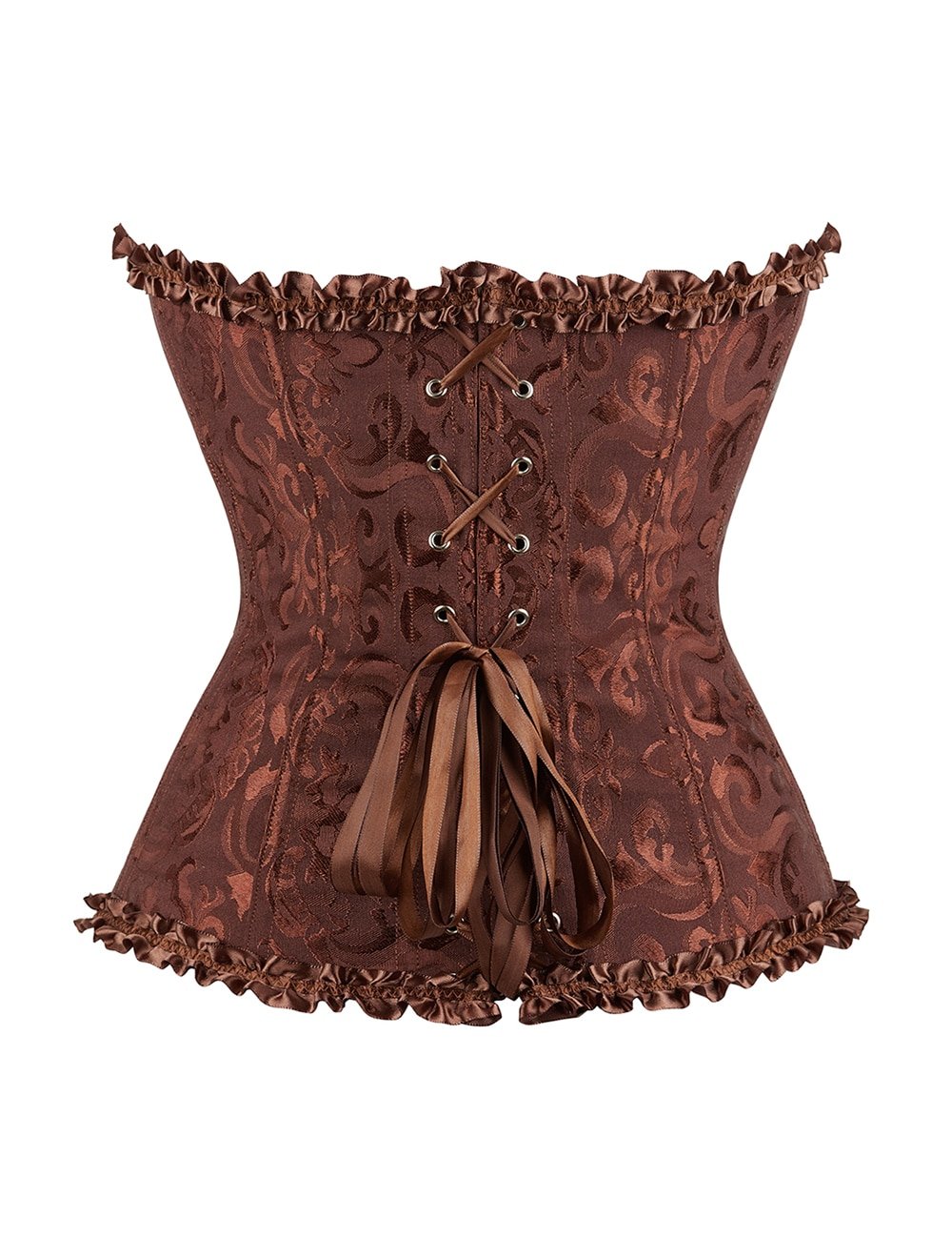 12 Pieces Plastic Bones Brown Sexy Embroidered Zippered Palace Style Corset - Image 6