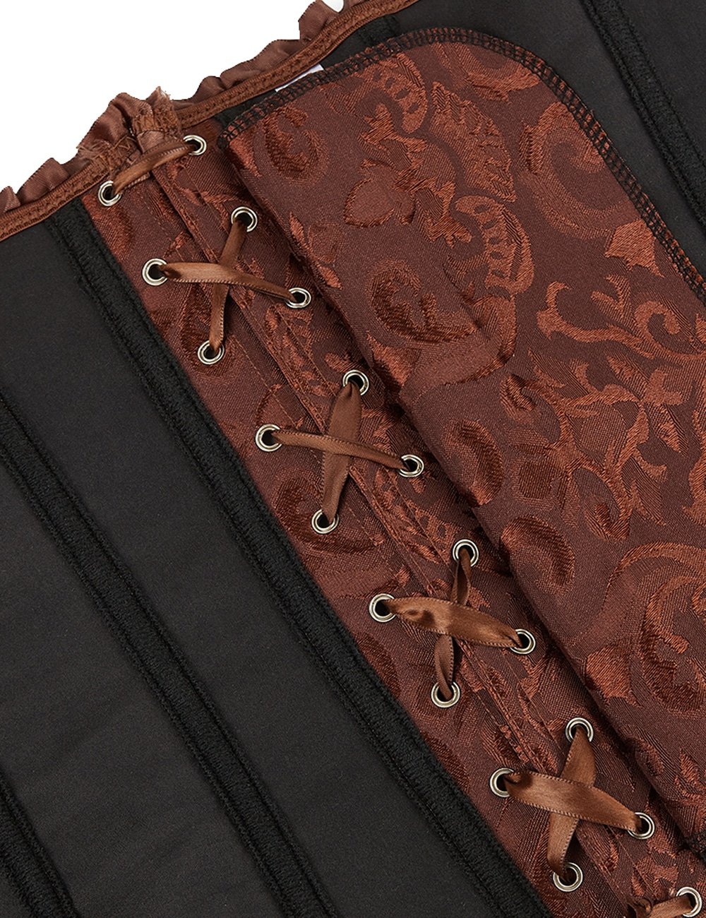 12 Pieces Plastic Bones Brown Sexy Embroidered Zippered Palace Style Corset - Image 7