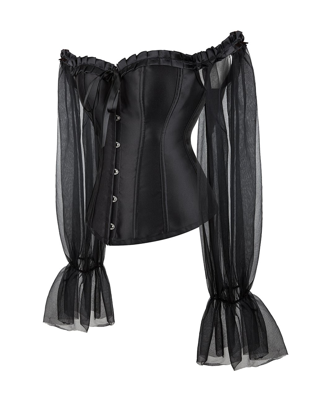 12 Pieces Plastic Black Sexy Lantern Long Sleeves Palace Style Corset - Image 7