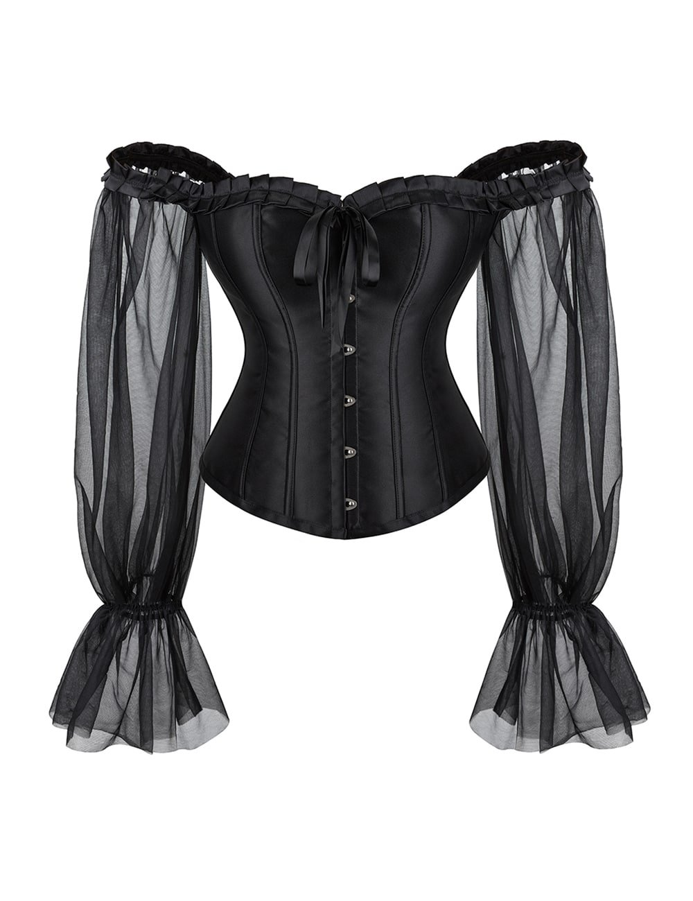 12 Pieces Plastic Black Sexy Lantern Long Sleeves Palace Style Corset - Image 6