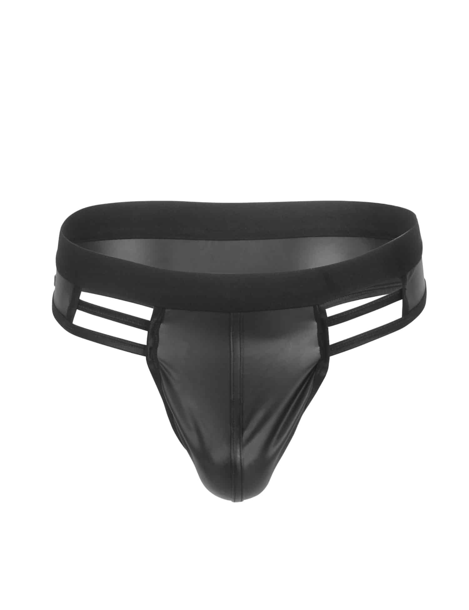 Black Sexy PU Leather Hollow Out Men Underwear - Image 8