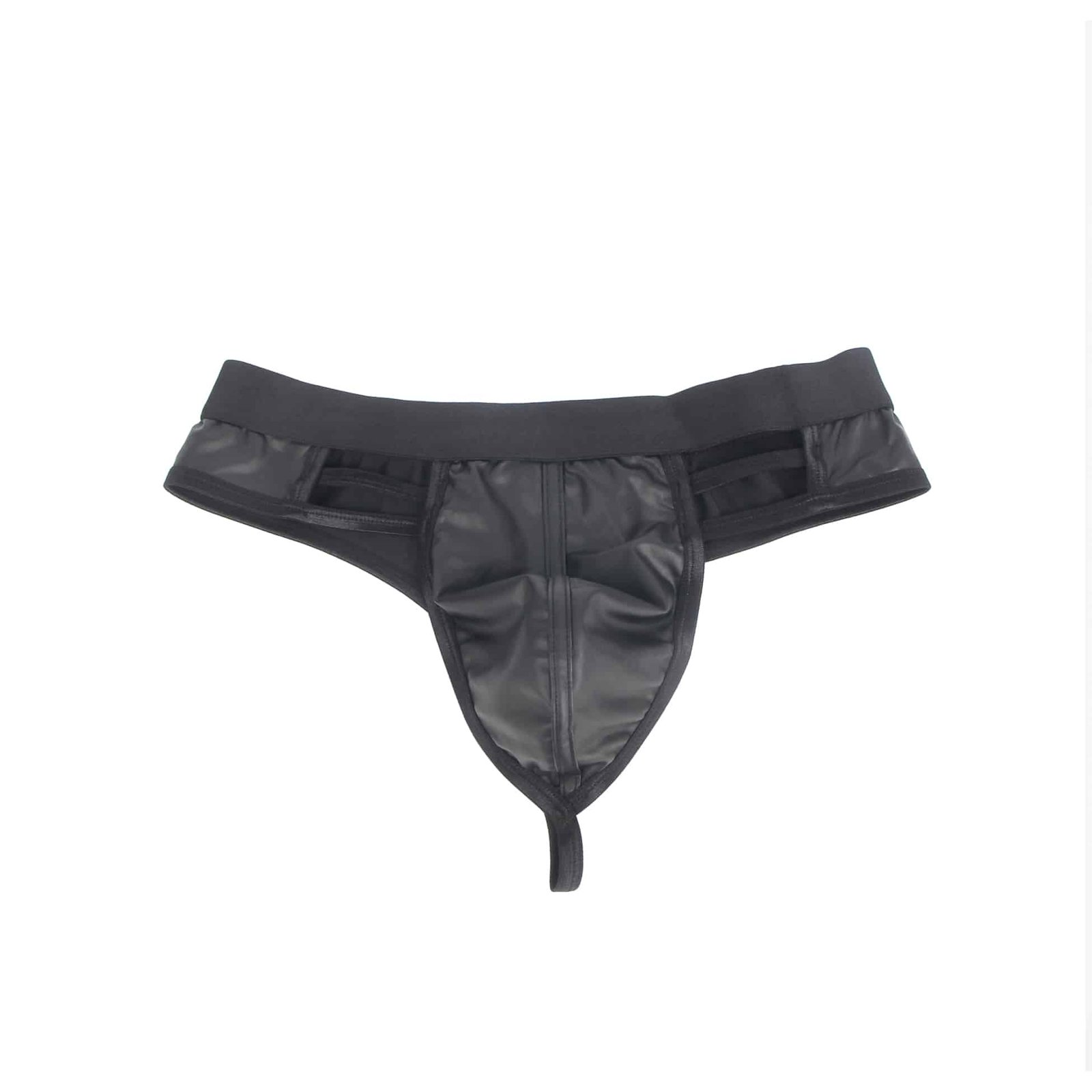 Black Sexy PU Leather Hollow Out Men Underwear - Image 10