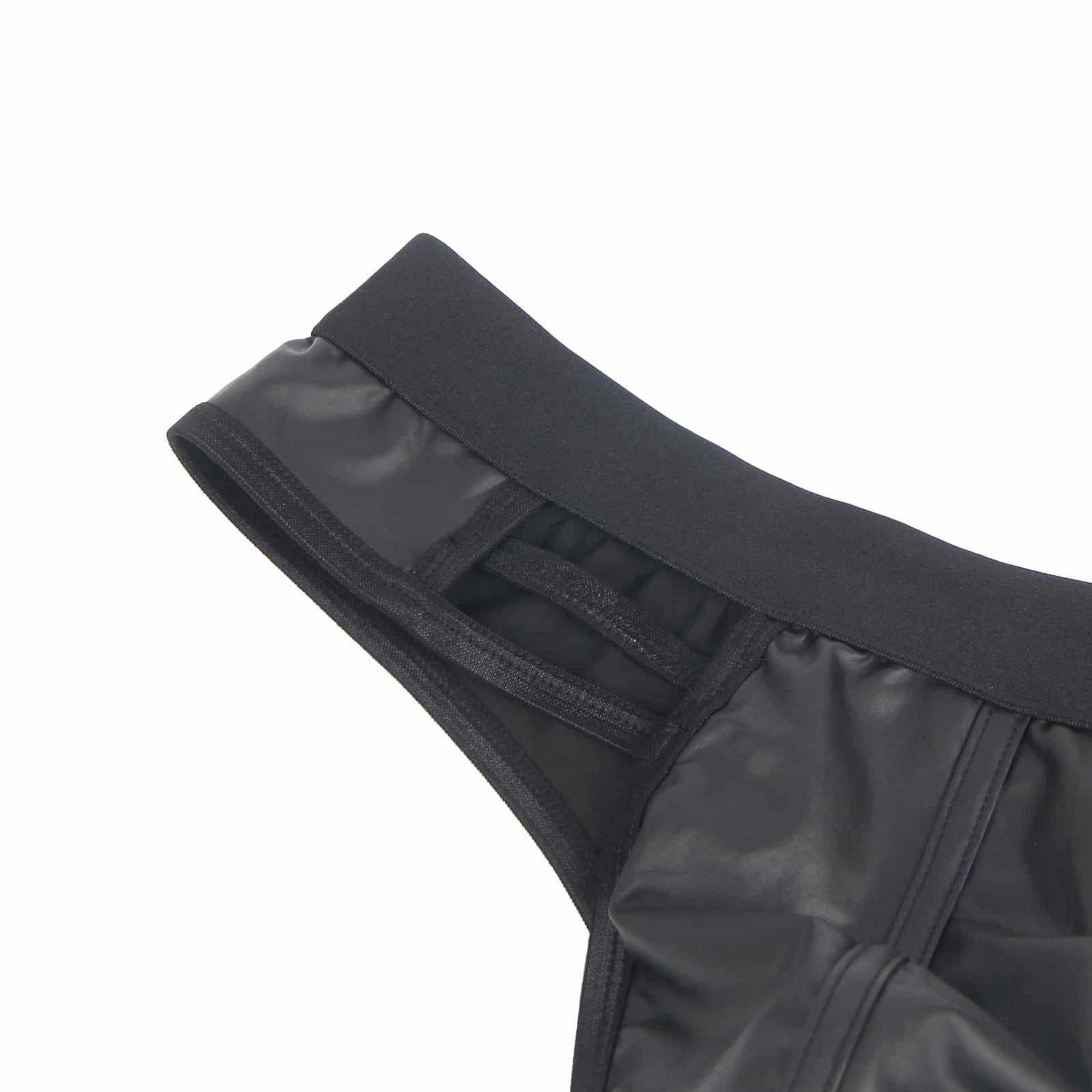 Black Sexy PU Leather Hollow Out Men Underwear - Image 11