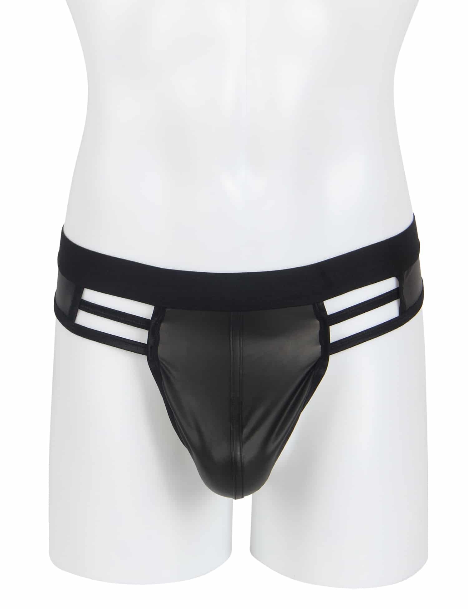 Black Sexy PU Leather Hollow Out Men Underwear - Image 5