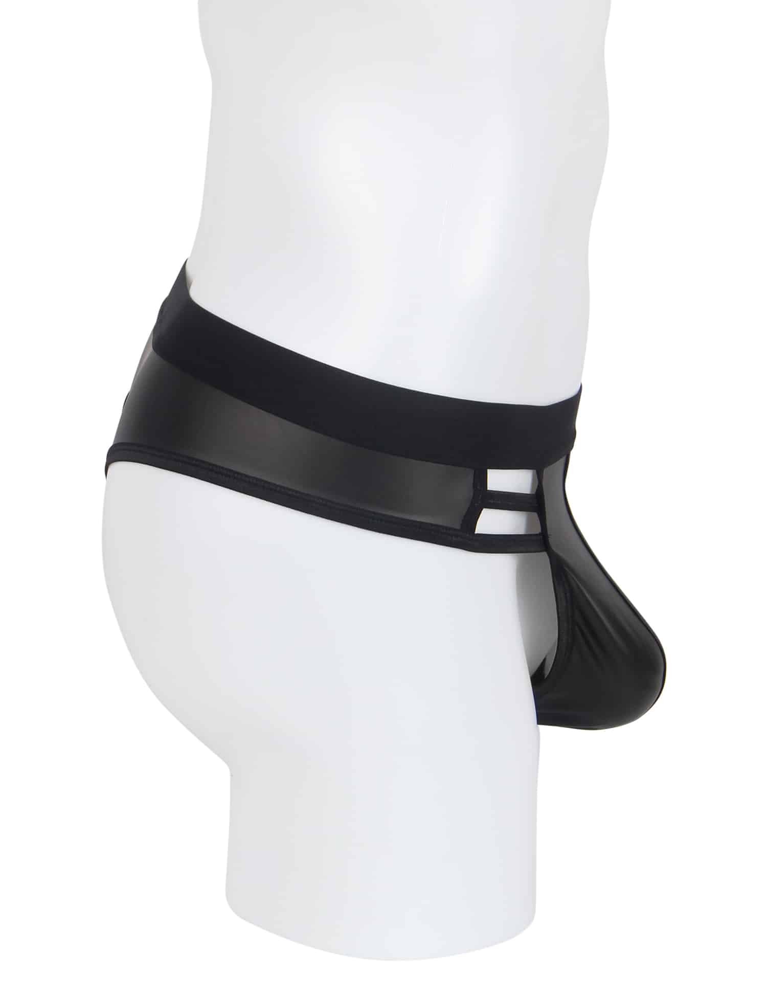 Black Sexy PU Leather Hollow Out Men Underwear - Image 6