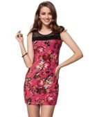 Short Sleeve Pink Flower Print Dresses