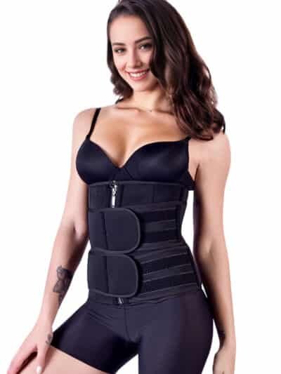 Zippered Double Belt 15 Steel Bones Neoprene Fitness Waist Trainer