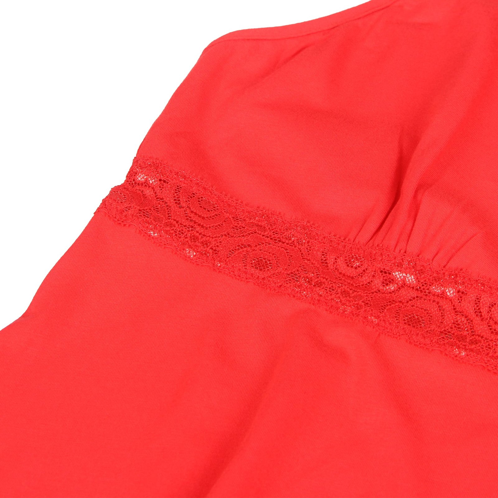 Red Sexy Modal Lace Deep V Neck Suspender Nightdress - Image 11
