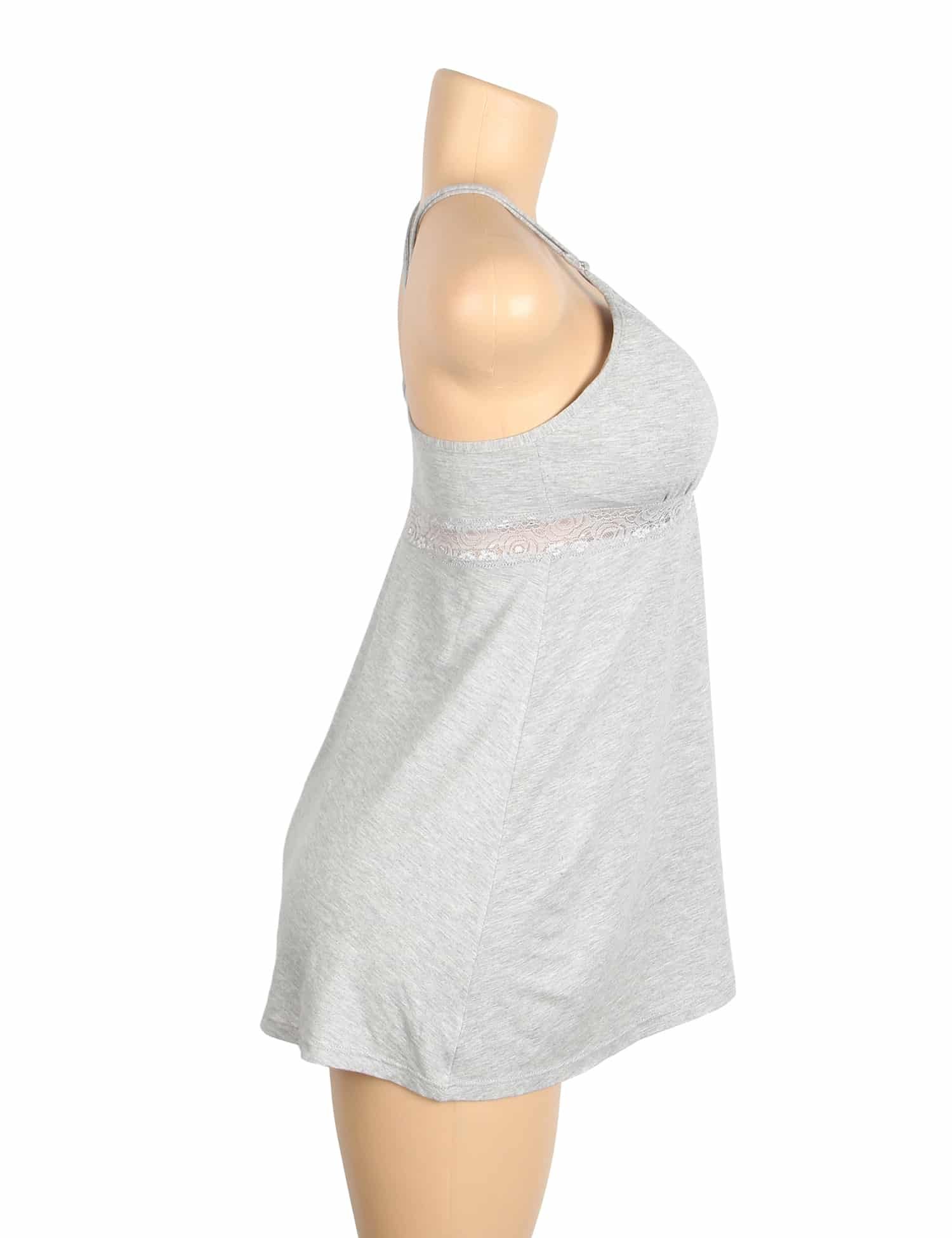 Gray Sexy Modal Lace Deep V Neck Suspender Nightdress - Image 8