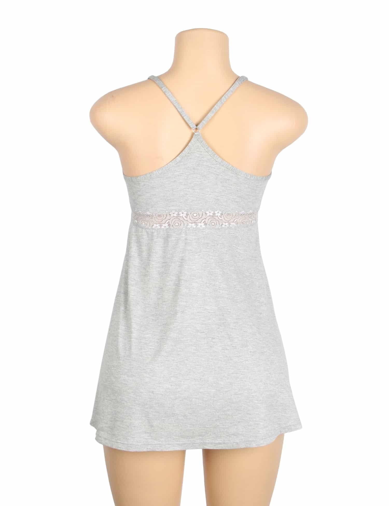 Gray Sexy Modal Lace Deep V Neck Suspender Nightdress - Image 9