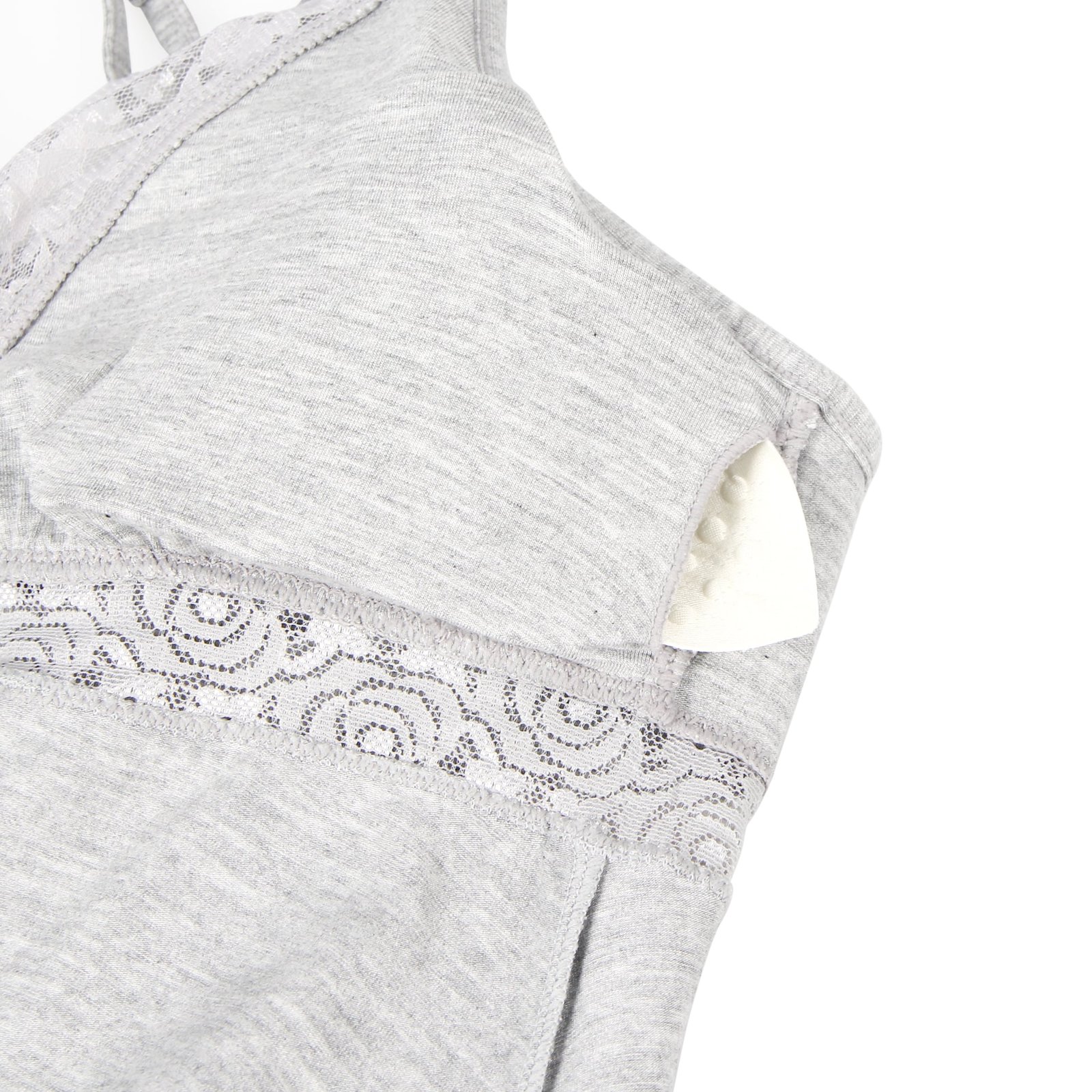 Gray Sexy Modal Lace Deep V Neck Suspender Nightdress - Image 15