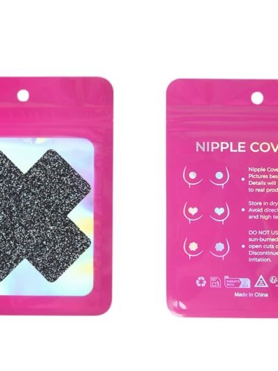 Black Glitter Cross Nipple Cover