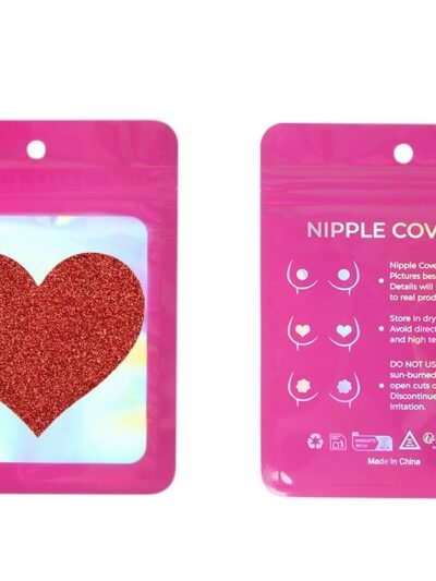 Red Glitter Heart-shaped Nipple Cover