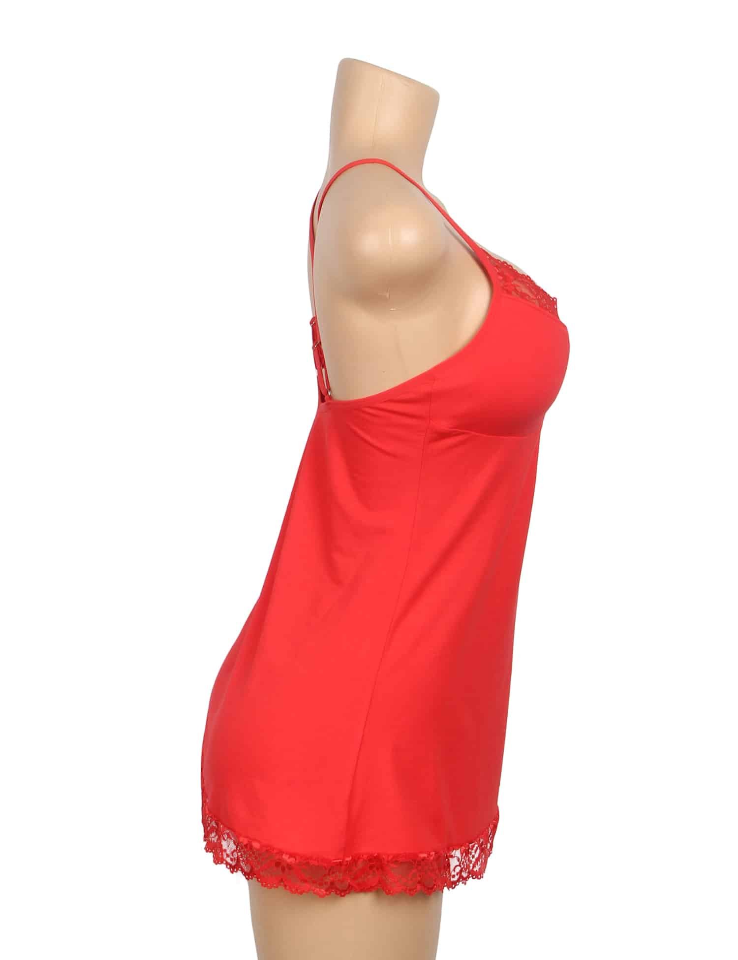 Red Sexy Modal Lace Suspender Nightwear - Image 8