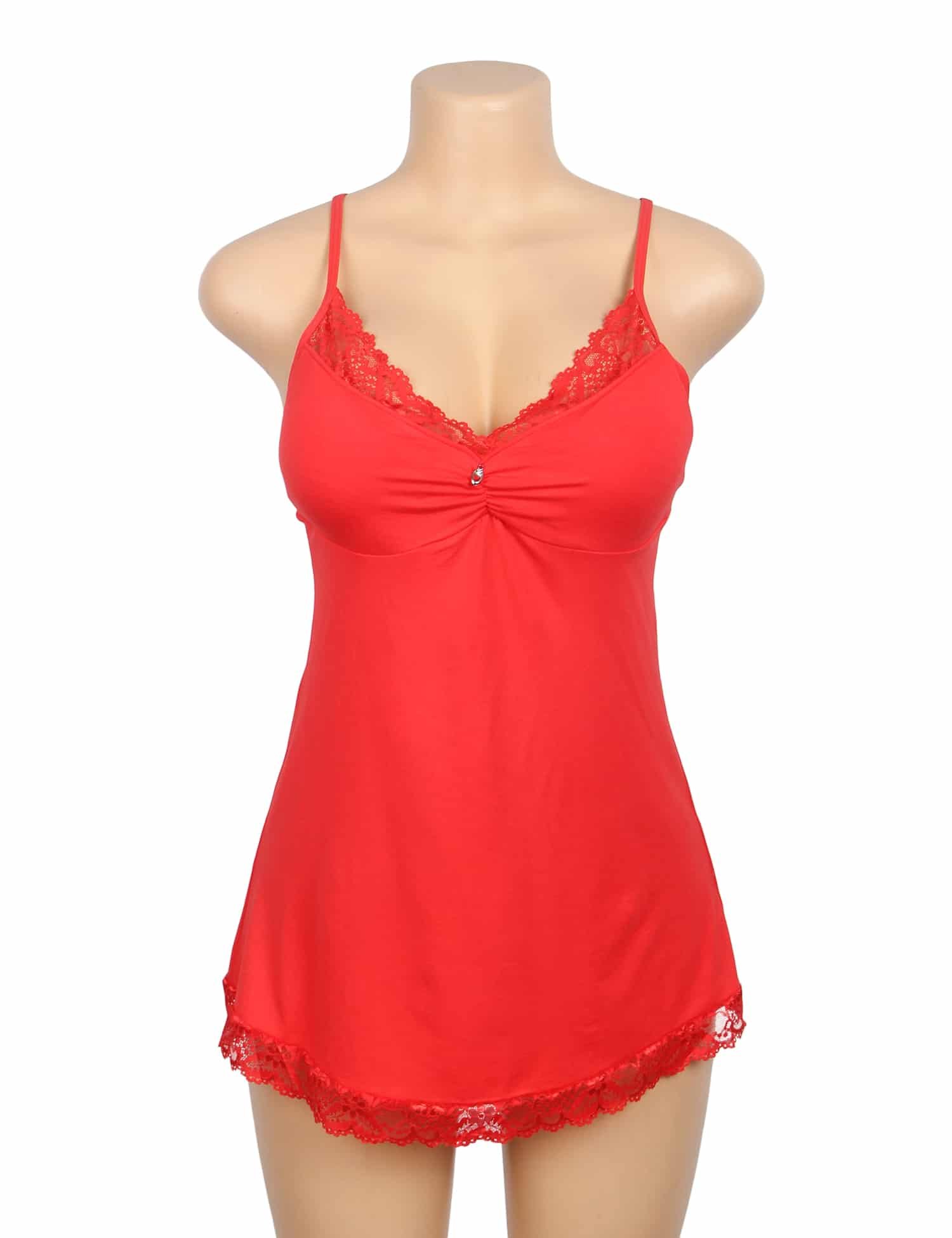 Red Sexy Modal Lace Suspender Nightwear - Image 6