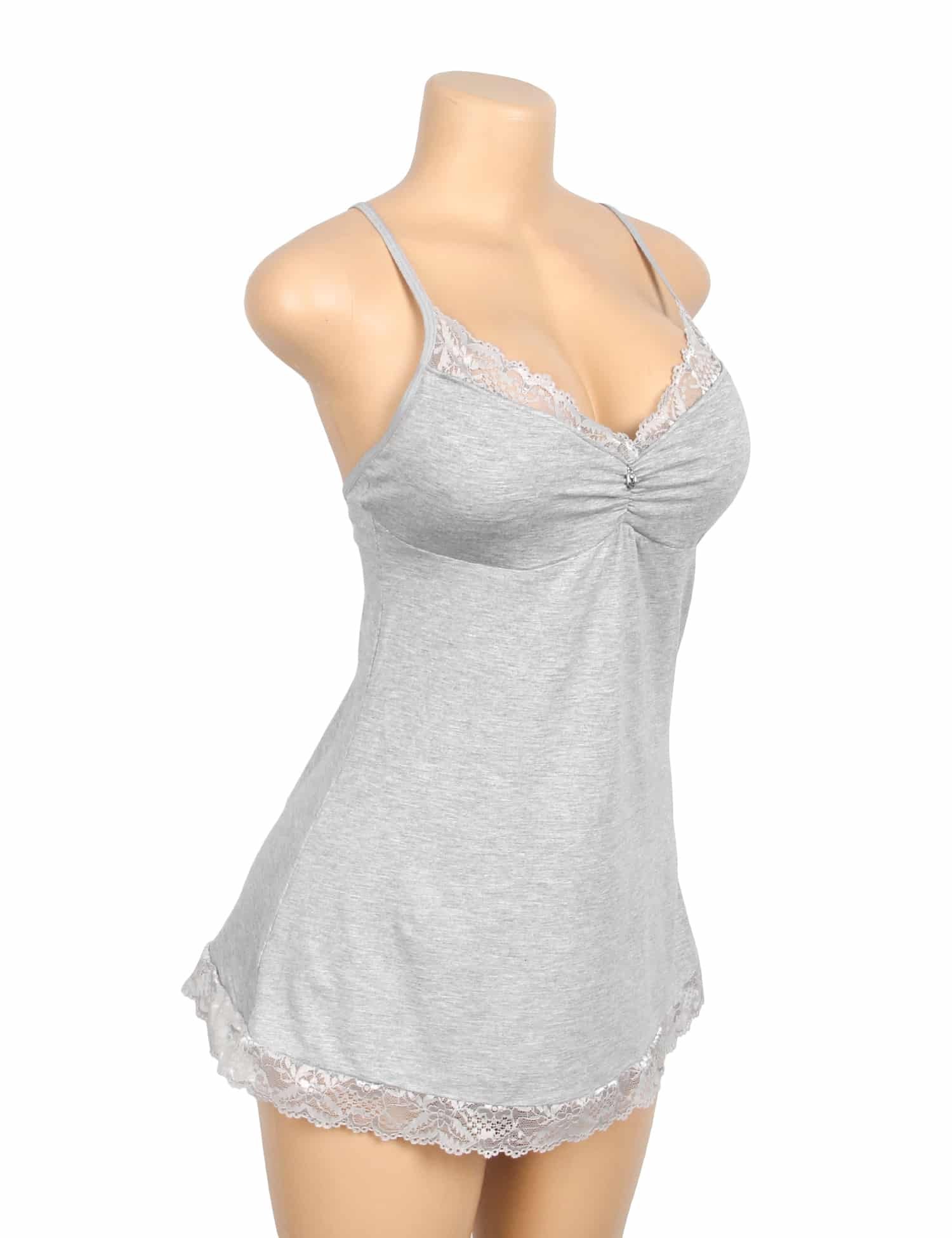 Gray Sexy Modal Lace Suspender Nightwear - Image 9