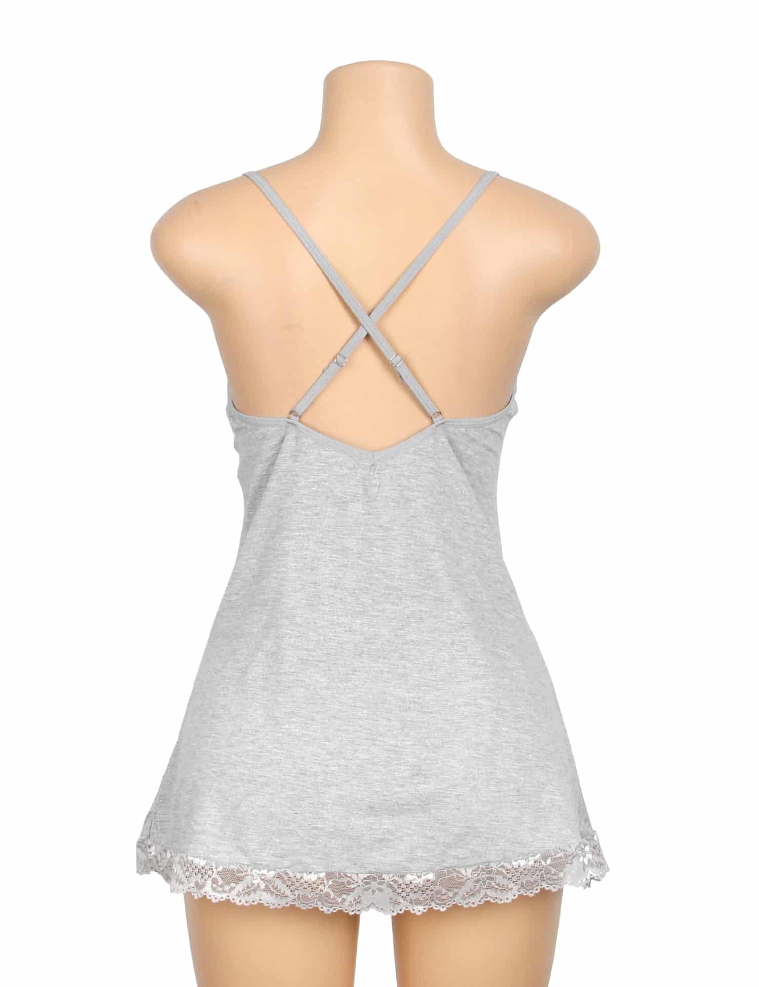 Gray Sexy Modal Lace Suspender Nightwear - Image 11