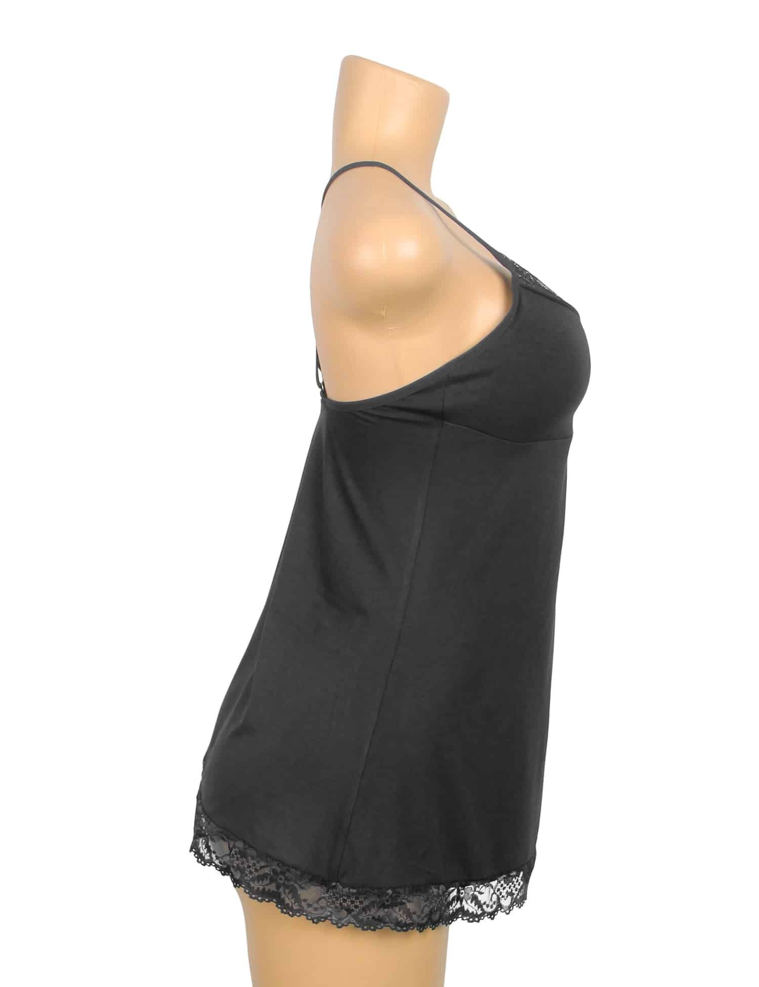 Black Sexy Modal Lace Suspender Nightwear - Image 8