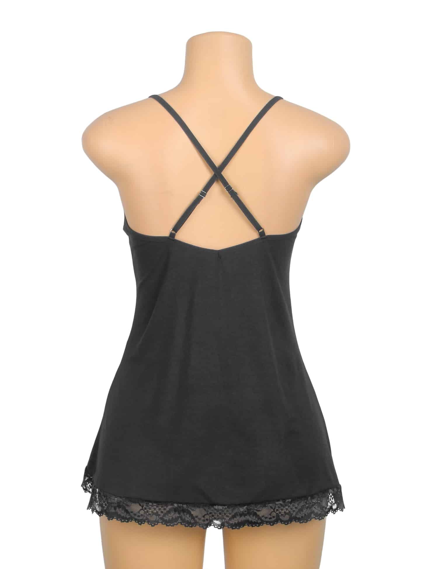 Black Sexy Modal Lace Suspender Nightwear - Image 9