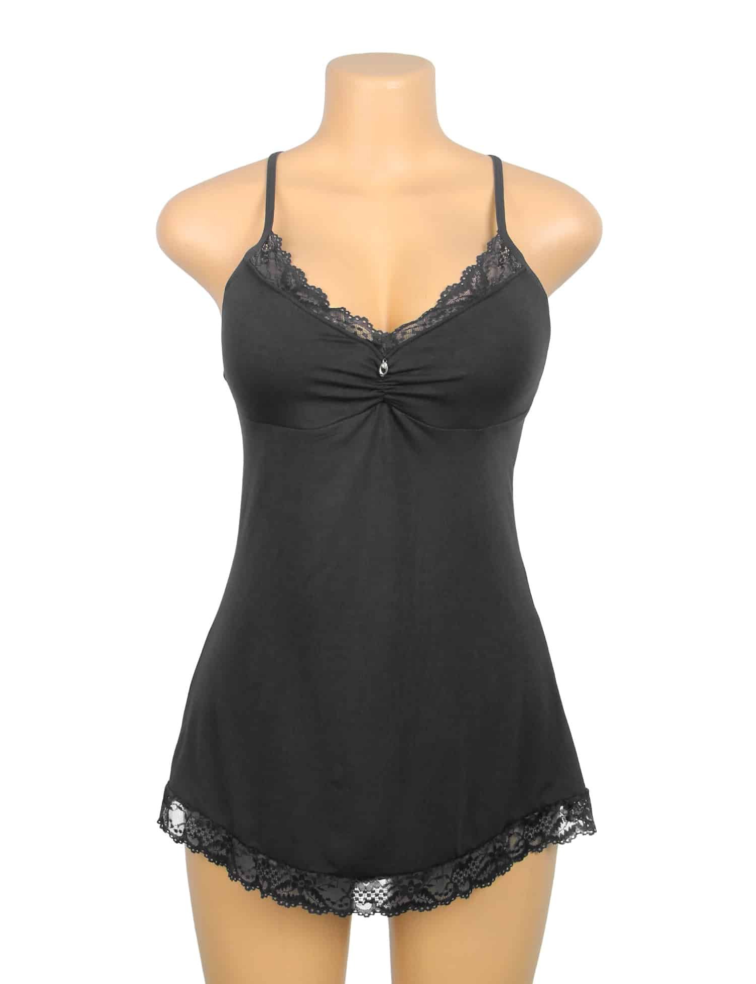 Black Sexy Modal Lace Suspender Nightwear - Image 6