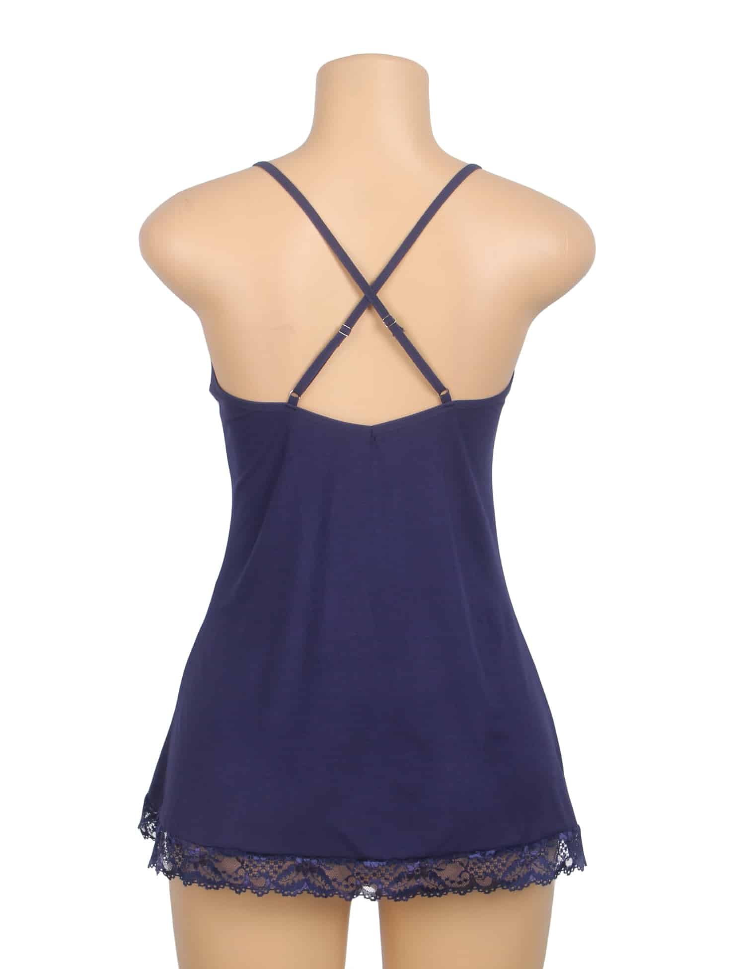 Blue Sexy Modal Lace Suspender Nightwear - Image 9