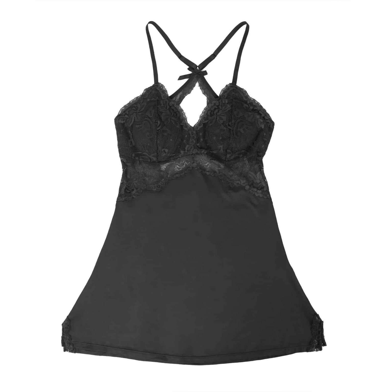 Black Sexy Modal Lace Backless Nightdress - Image 10
