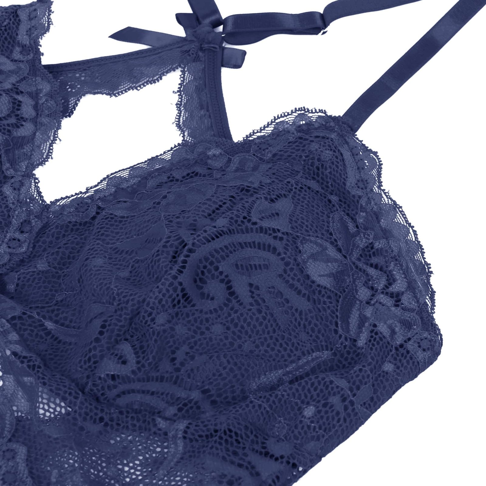 Blue Sexy Modal Lace Backless Nightdress - Image 12