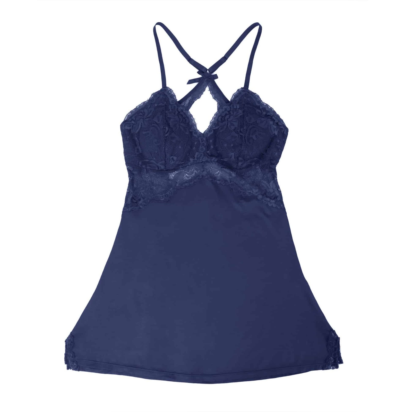 Blue Sexy Modal Lace Backless Nightdress - Image 10