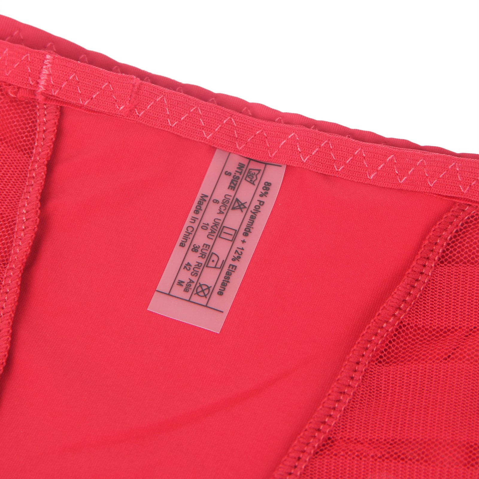 Burgundy Sexy Striped Mesh Patchwork Swimming Fabric Women's Panties - Image 12