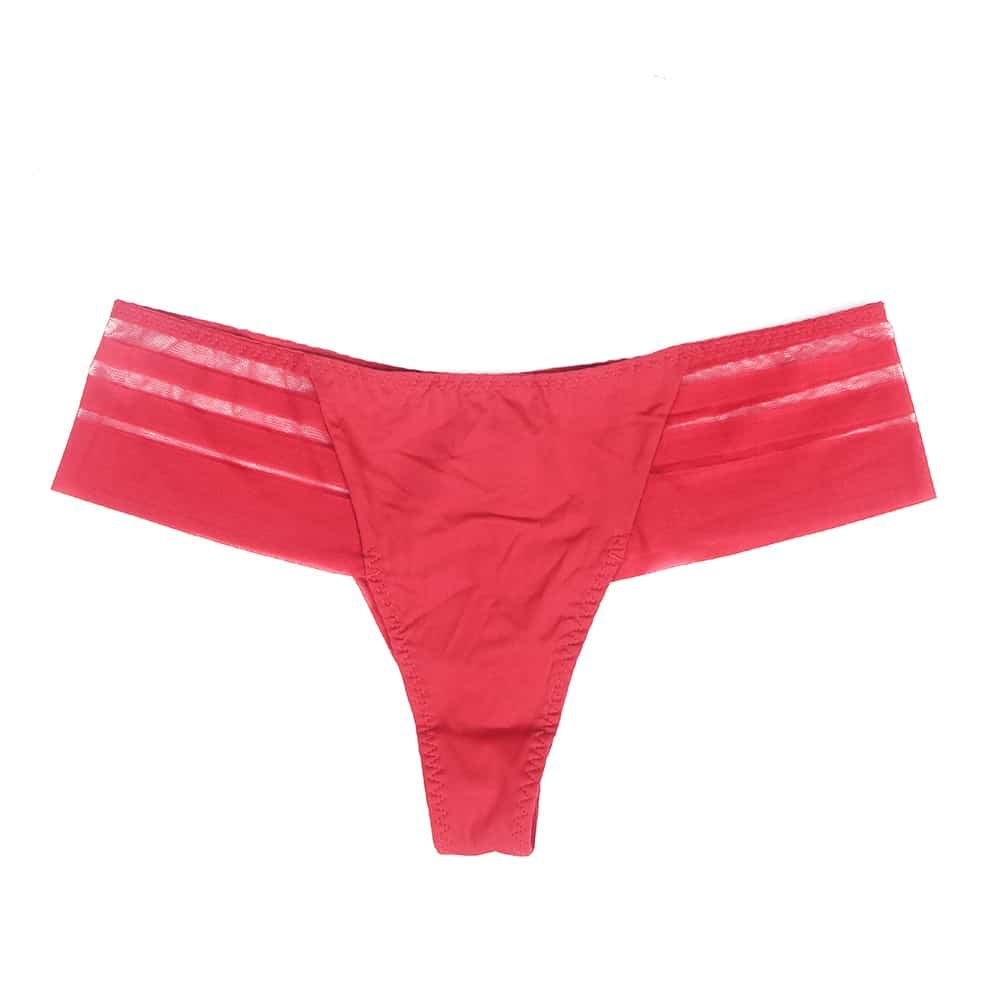 Burgundy Sexy Striped Mesh Patchwork Swimming Fabric Women's Panties - Image 10
