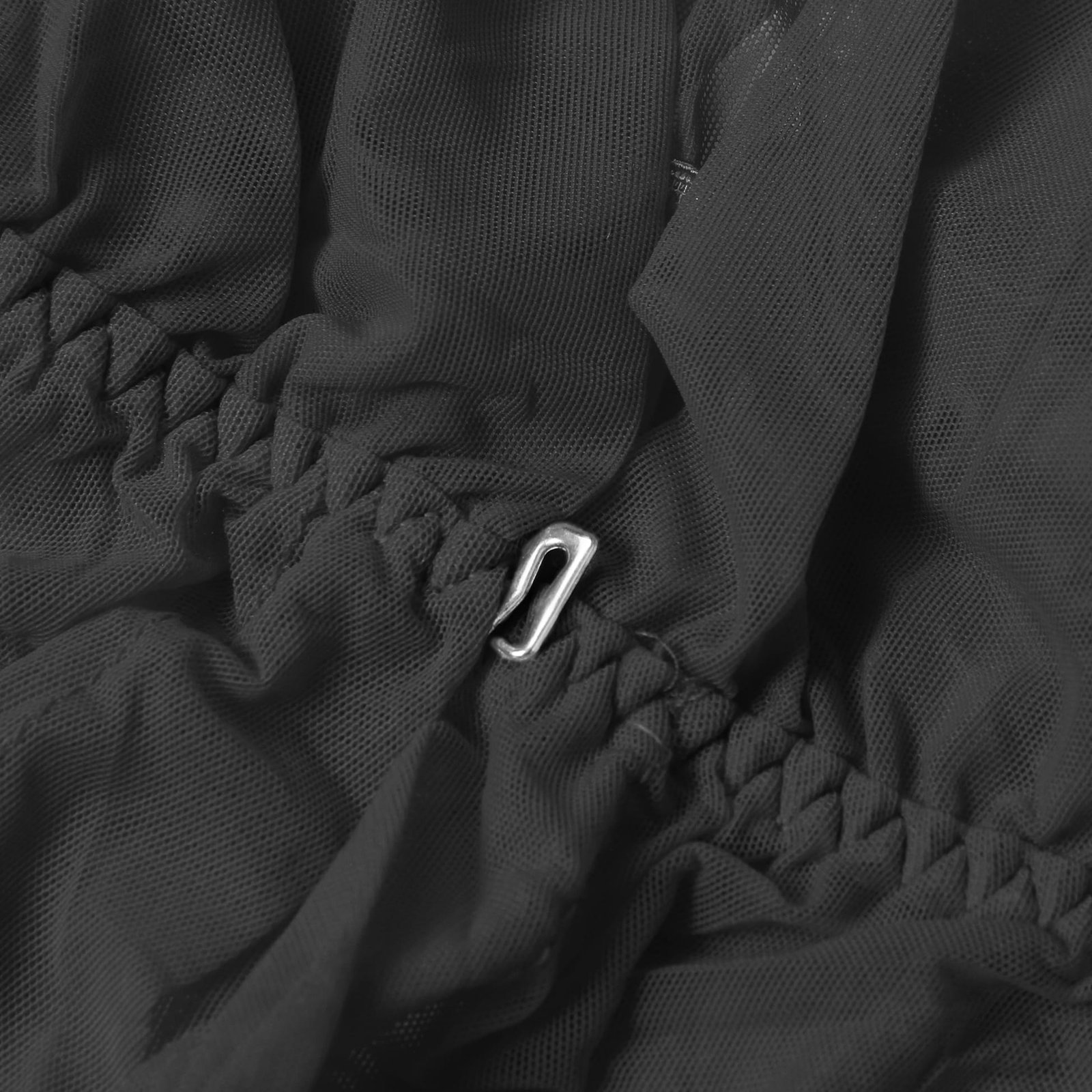 Black Sexy Mesh Ruffled Long Robe With Belt - Image 15