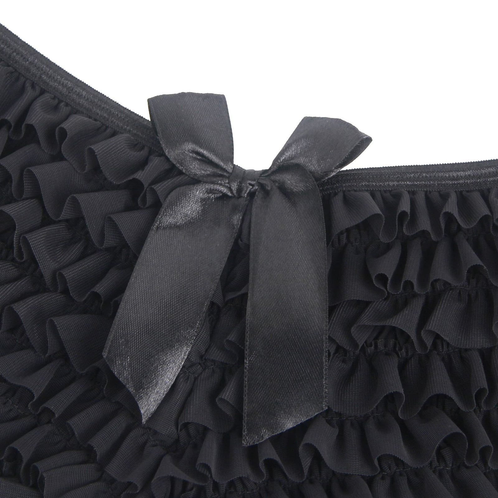 Black Sexy Mesh Swimsuit Cloth Ruffled Women Underwear With Bow - Image 11